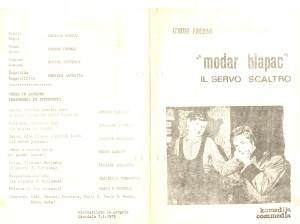 1979 - Modar Hlapac - Foglio di sala 1